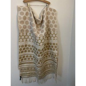 Express Neutral Blanket Scarf Fringe Large Cream Tan Geometric Excellent 31x78